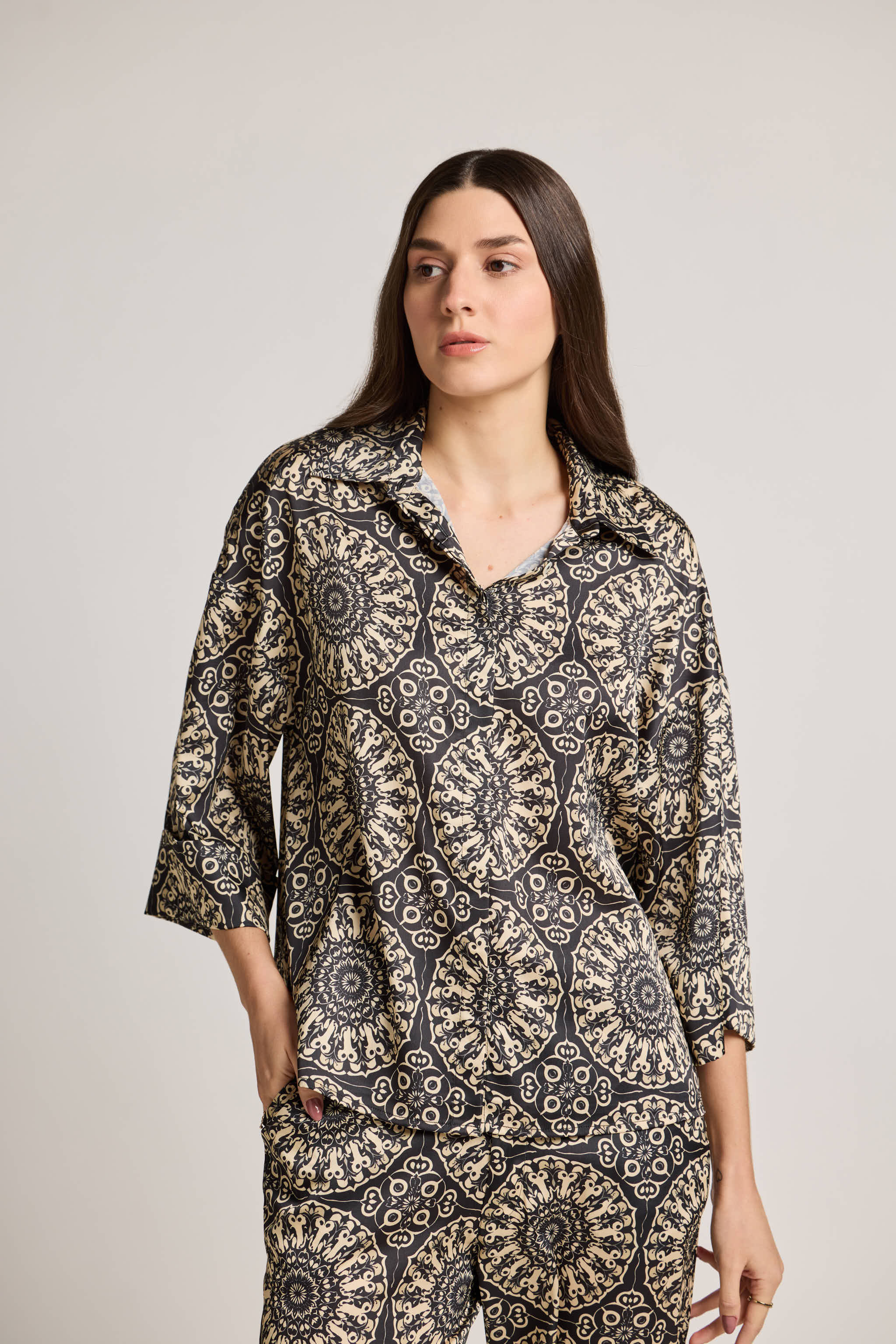Mandala Black Printed Shirt