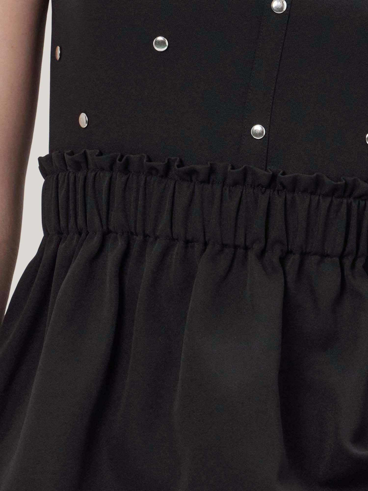 BLACK STUDDED PEPLUM TOP