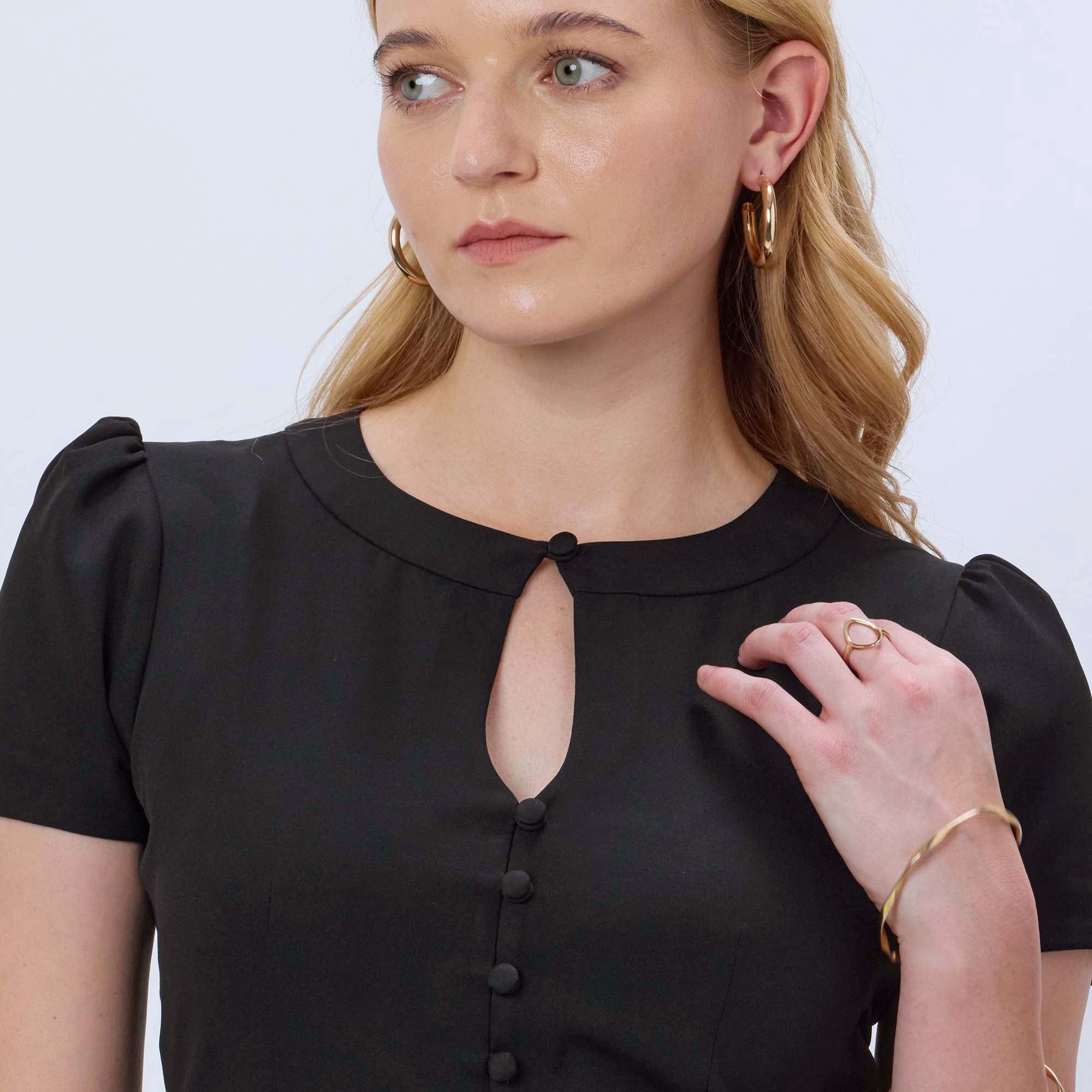 BLACK BUTTONED CORSET TOP