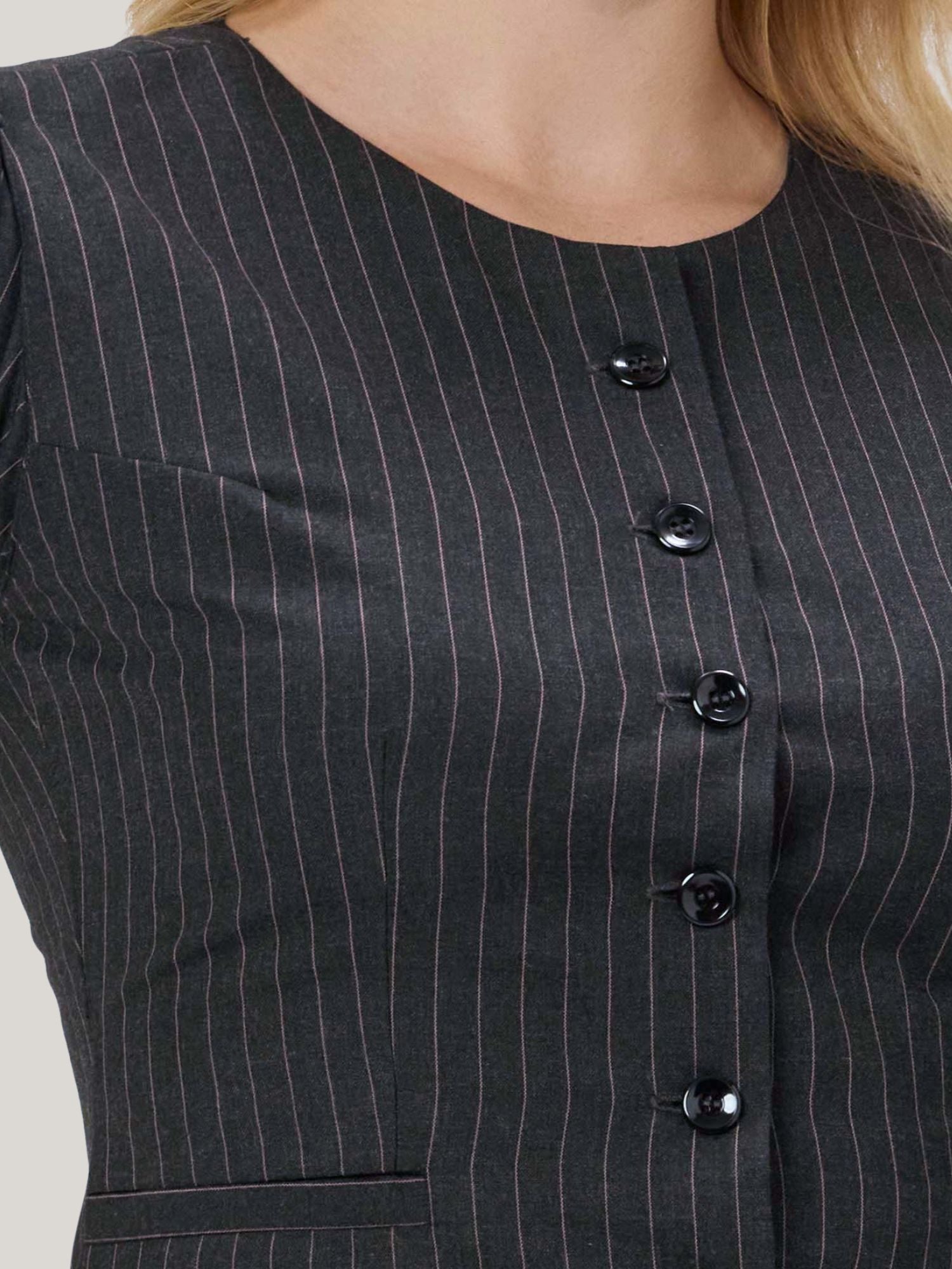 PINK AND GREY PINSTRIPE TOP