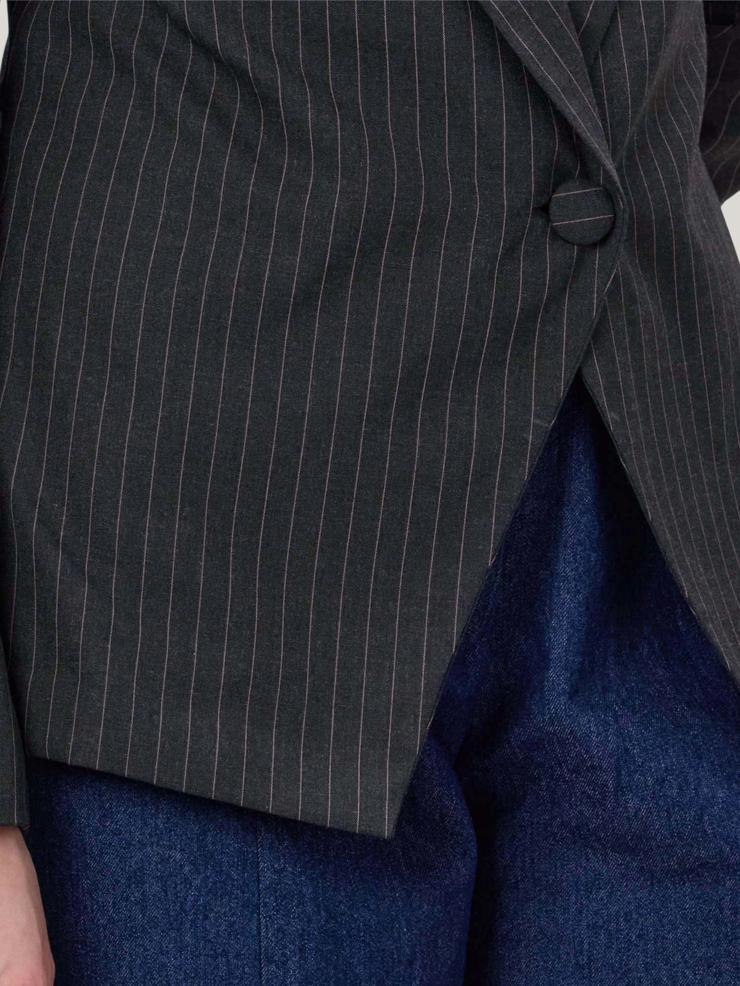 PINK AND GREY PINSTRIPE BLAZER