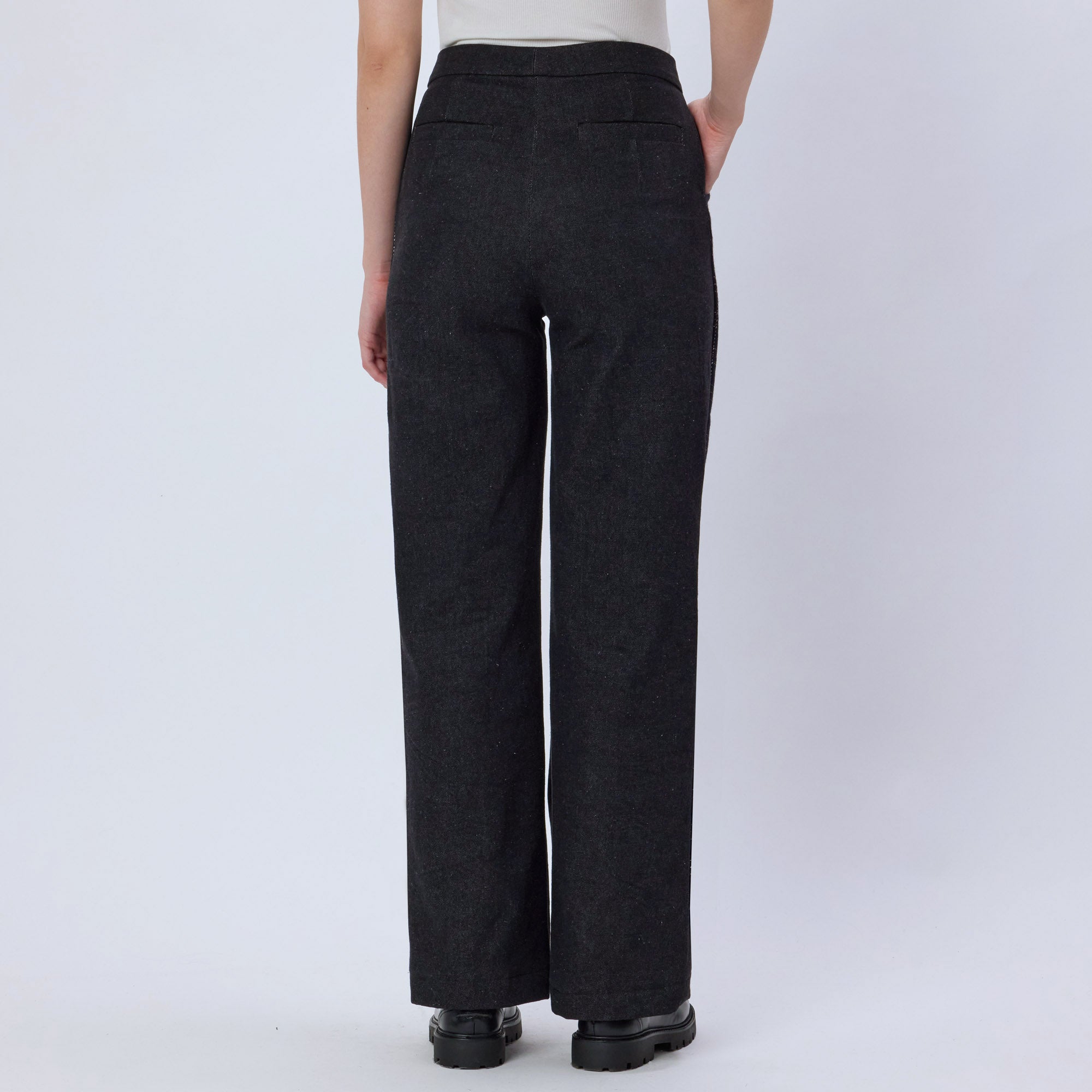 DENIM AND CHECKS TWEED PANTS