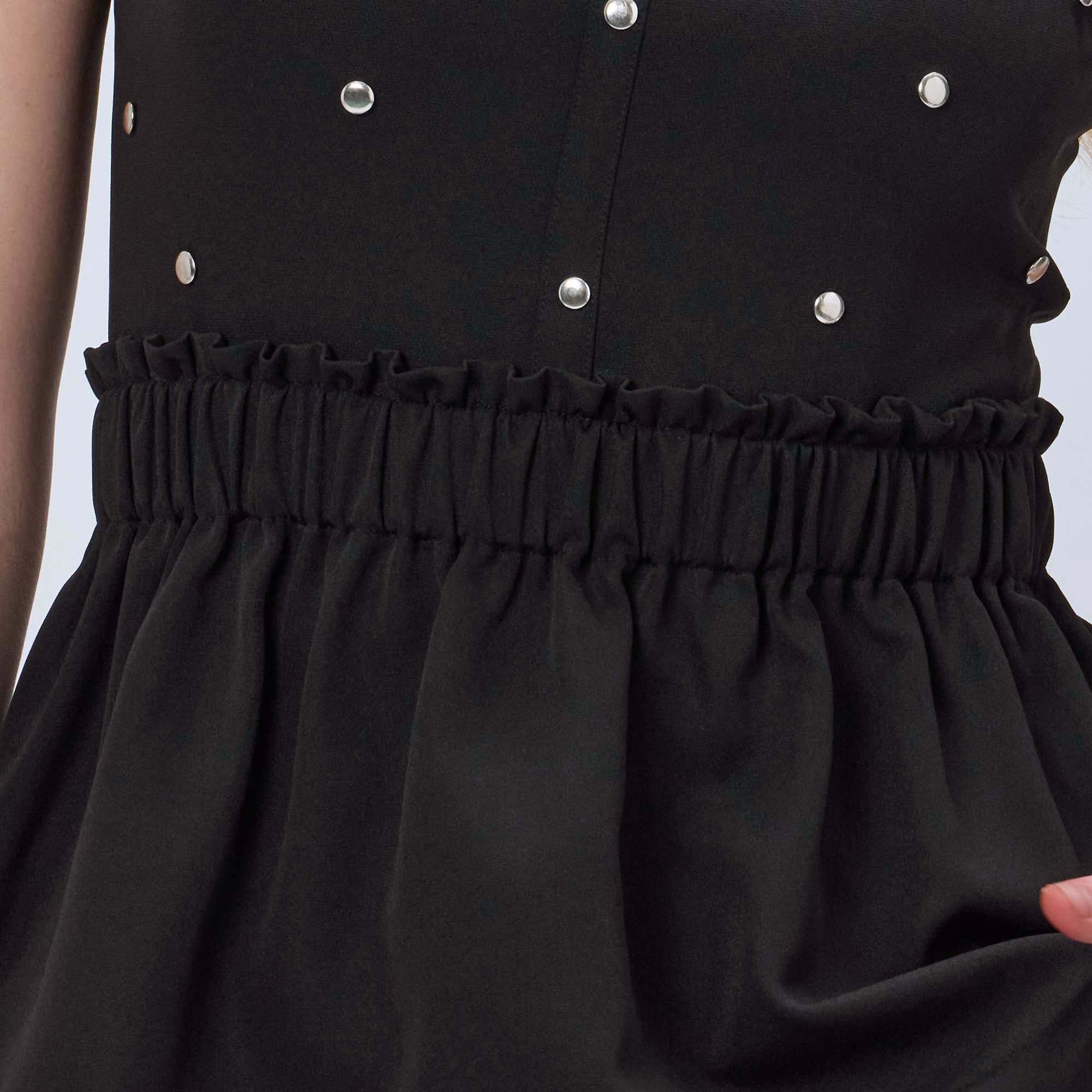 BLACK STUDDED PEPLUM TOP