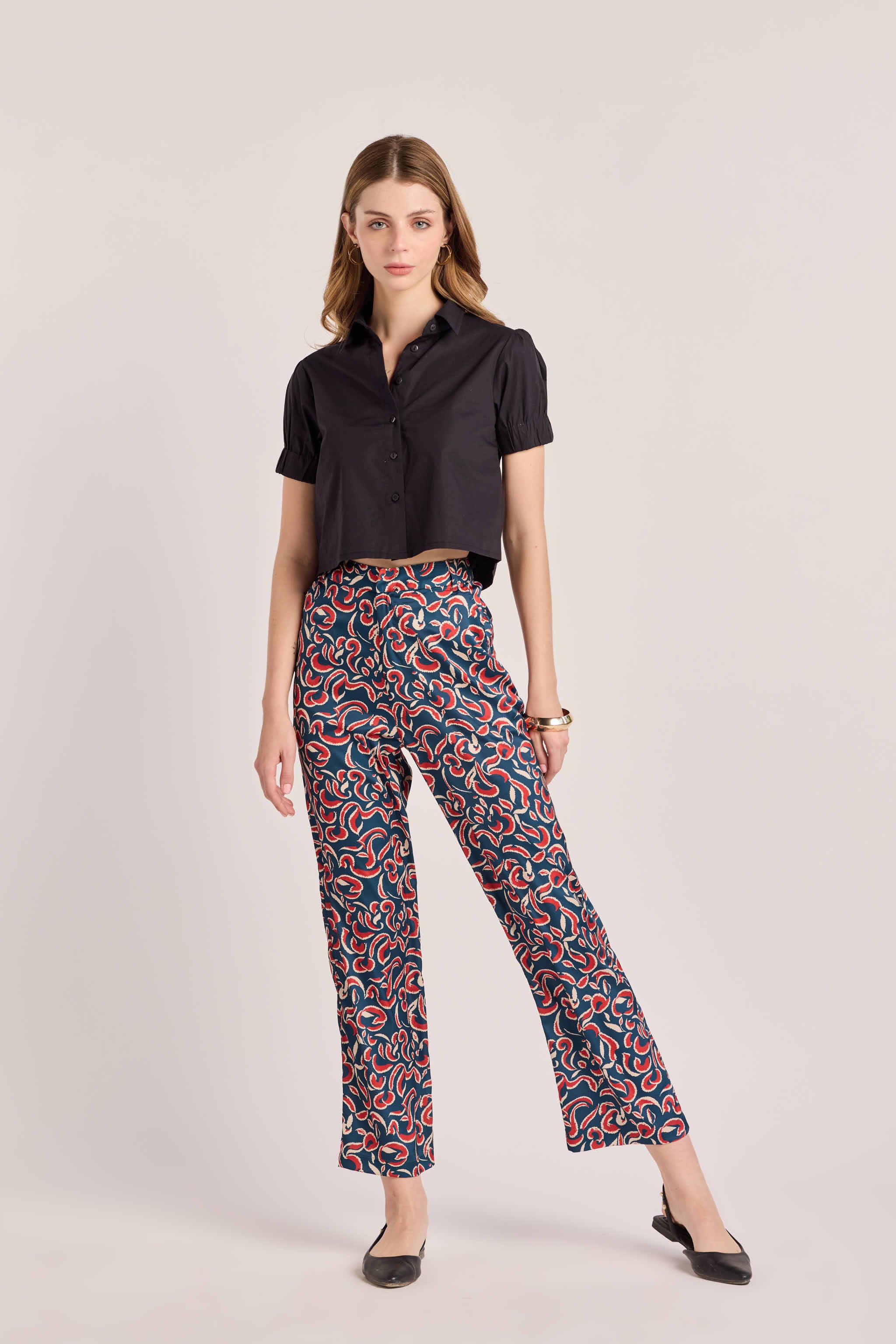 Blue Abstract Printed Pants