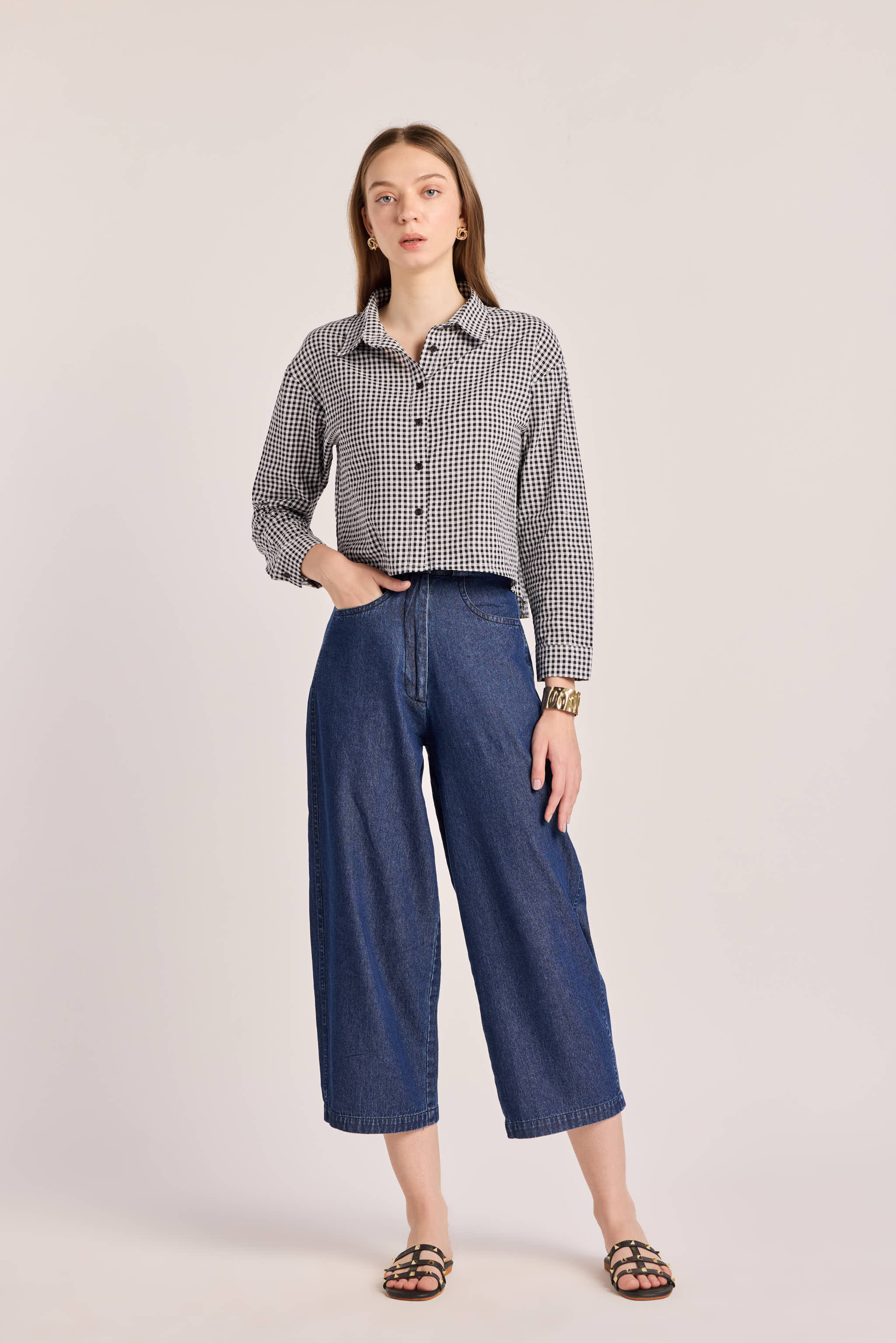 Monochrome Checked Cotton Shirt