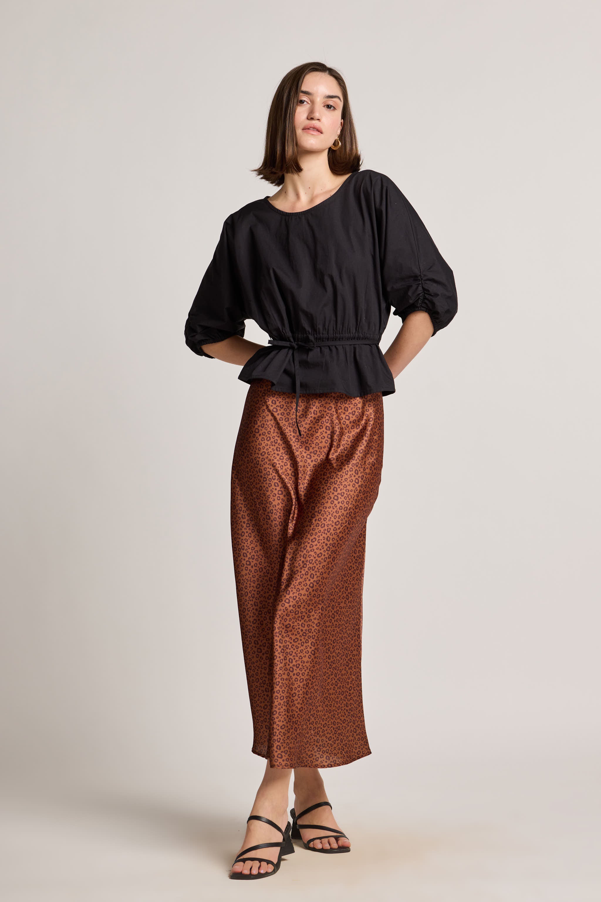 Black Cotton Drawstring Top