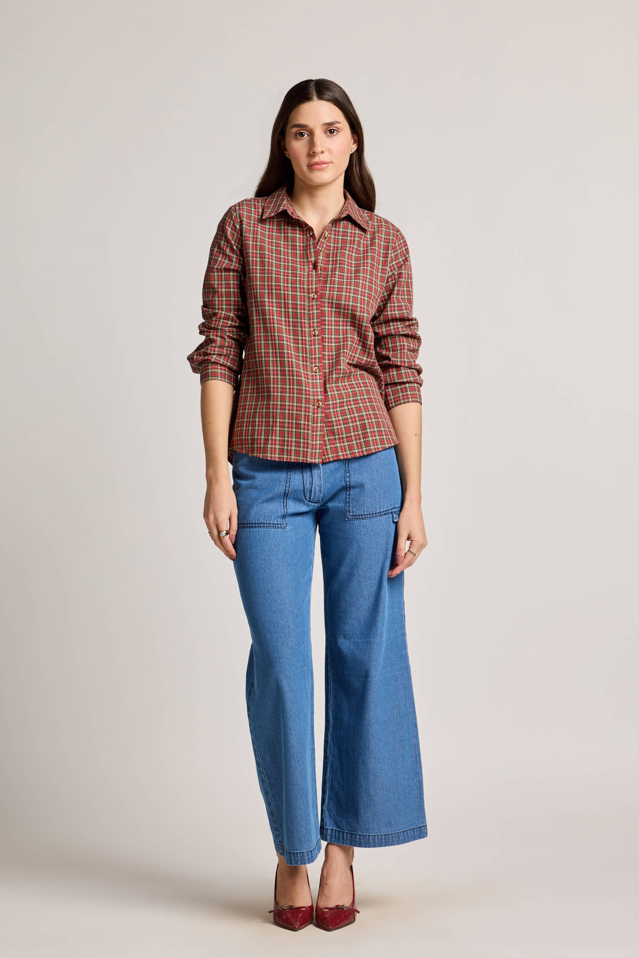 Red Checked Cotton Shirt
