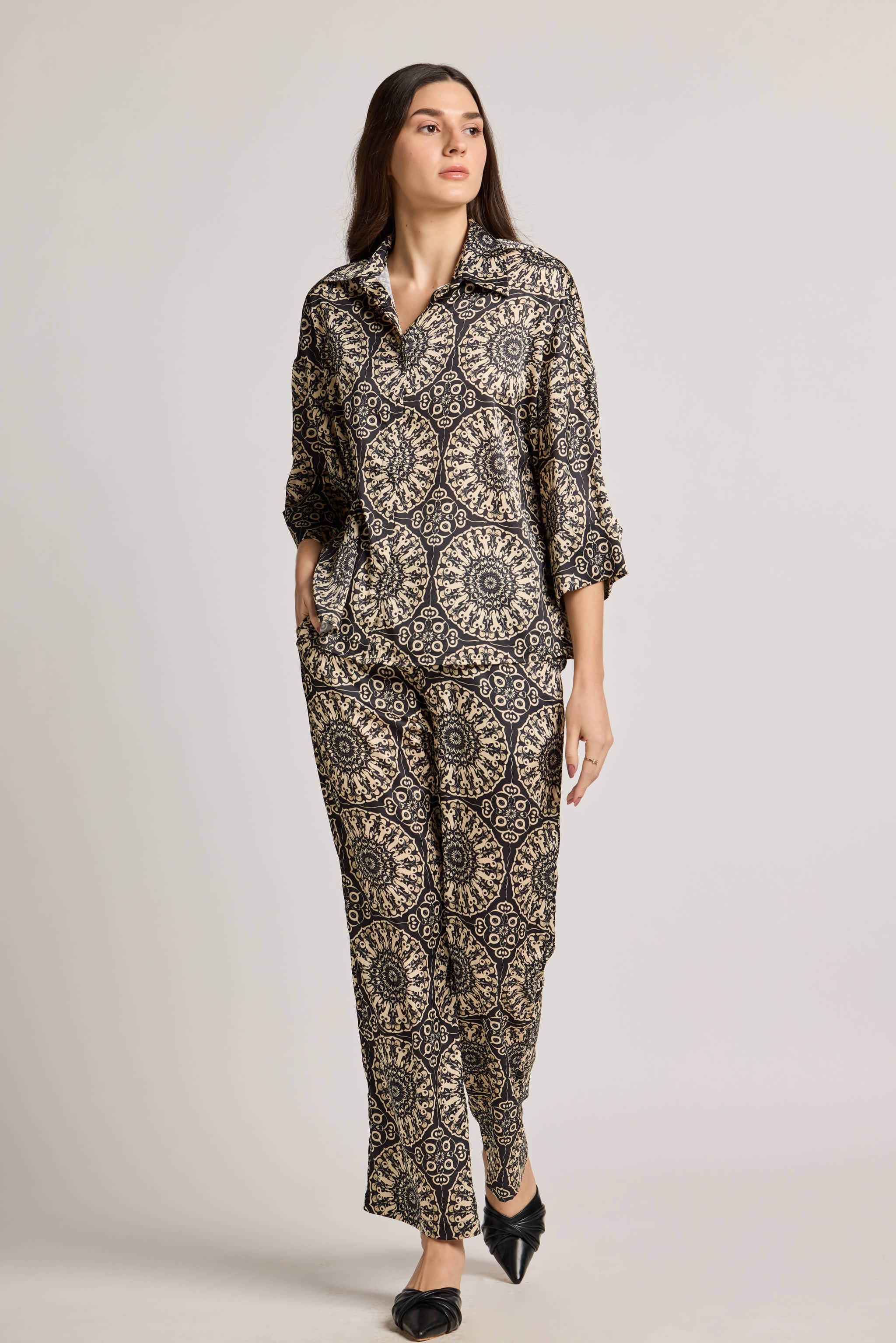 Mandala Black Printed Shirt