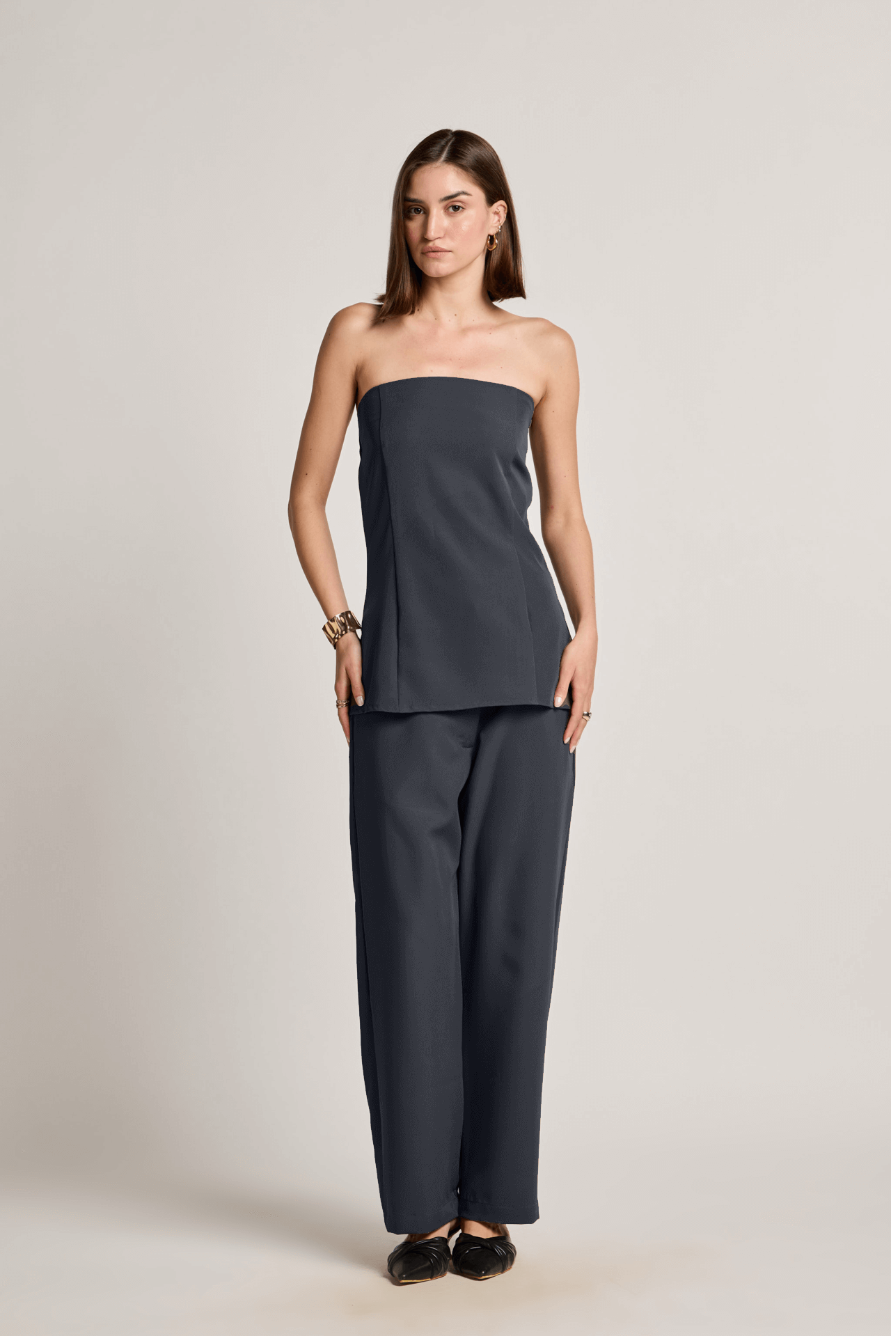 Charcoal Grey Off-Shoulder Top