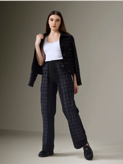 DENIM AND CHECKS TWEED JACKET