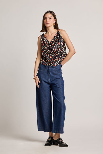 Dark Wash Barrel-Leg Denim Jeans