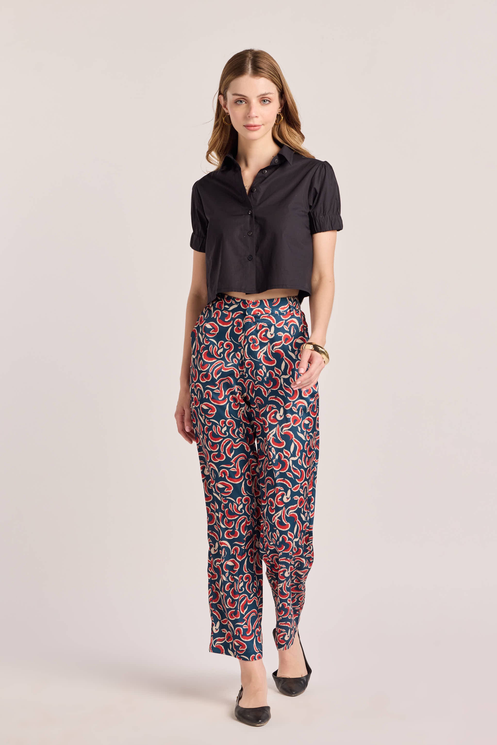 Blue Abstract Printed Pants