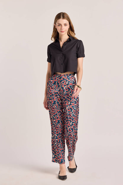 Blue Abstract Printed Pants