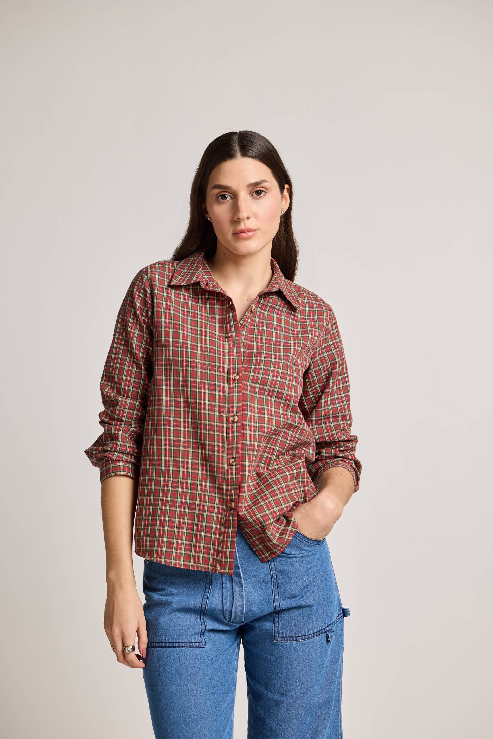 Red Checked Cotton Shirt