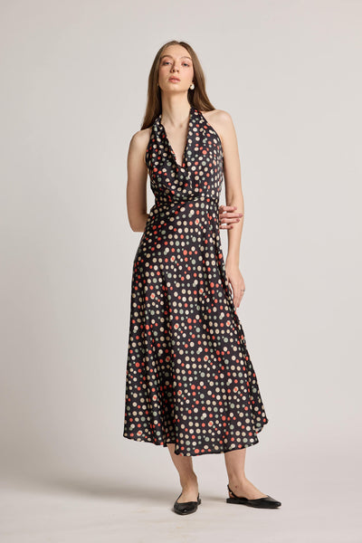 Polka Gems Printed Halter Neck Dress