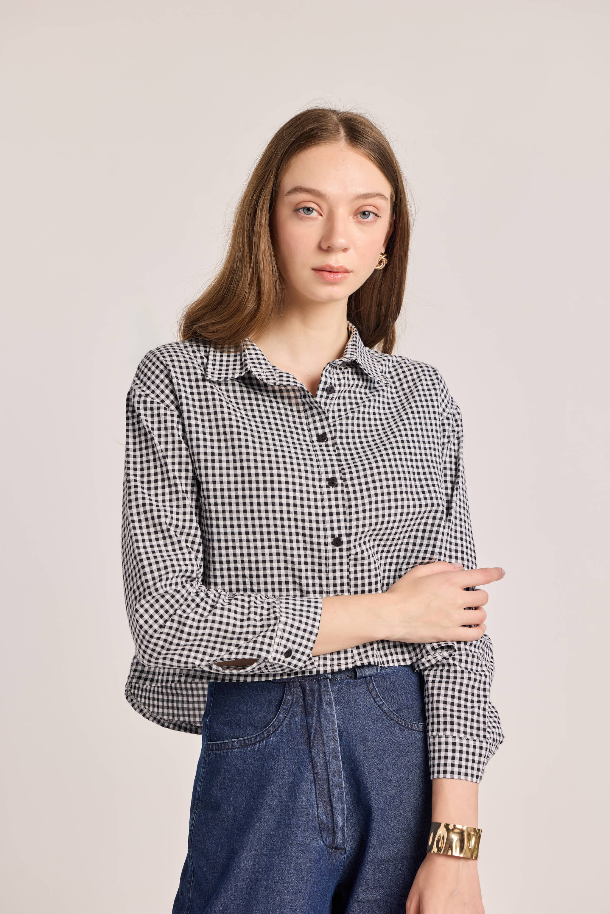 Monochrome Checked Cotton Shirt