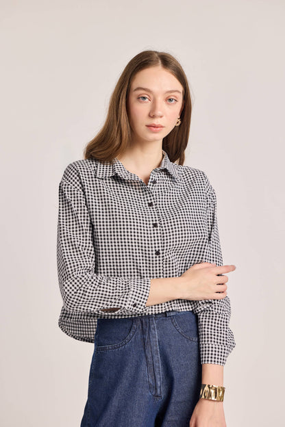 Monochrome Checked Cotton Shirt