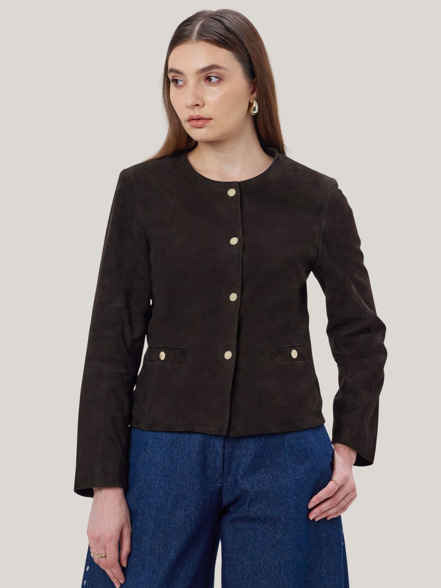 CHOCOLATE BROWN GENUINE SUEDE JACKET