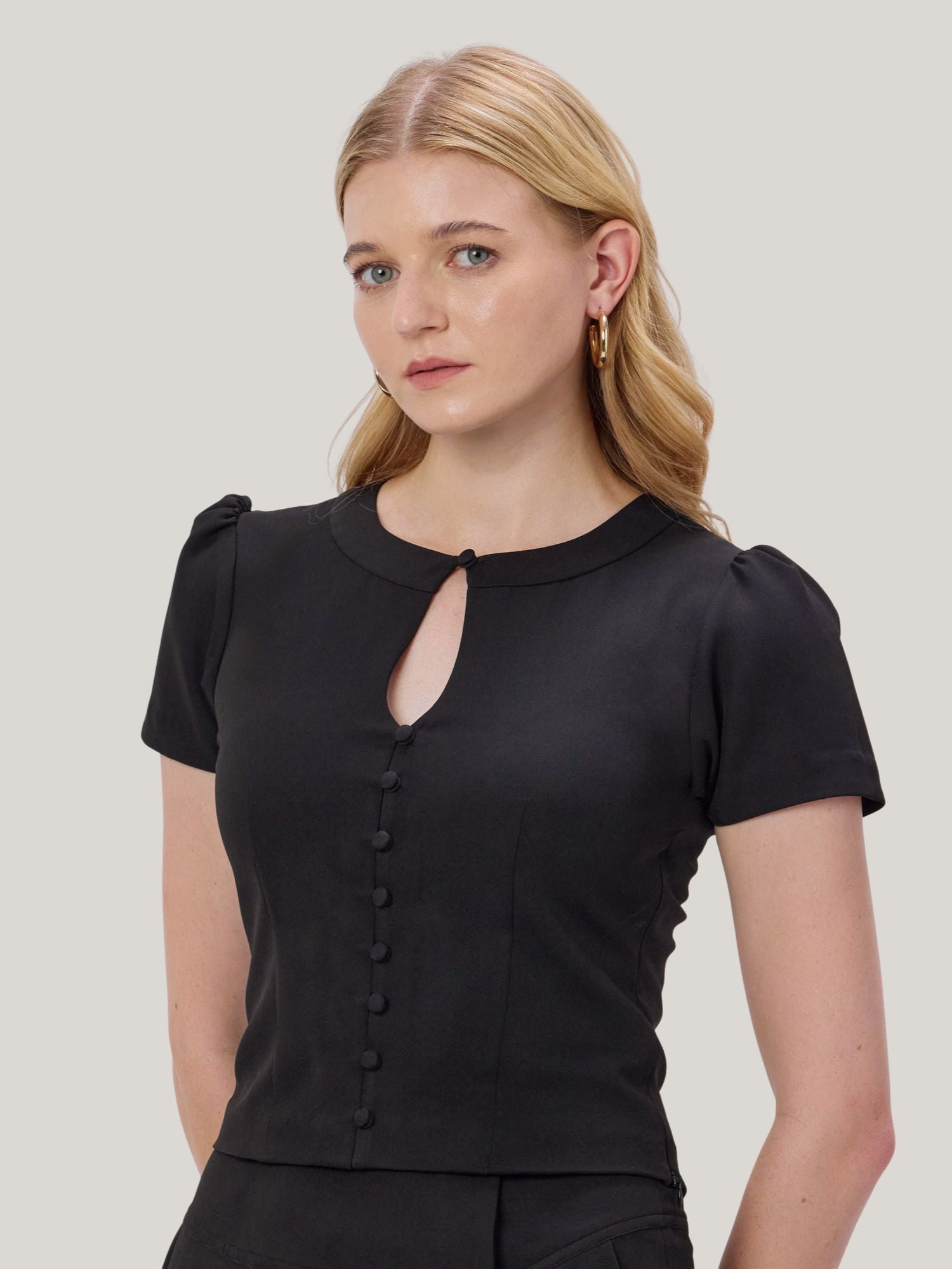 BLACK BUTTONED CORSET TOP