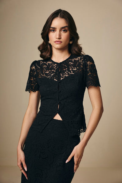 Black 100% Cotton Lace Corset Top