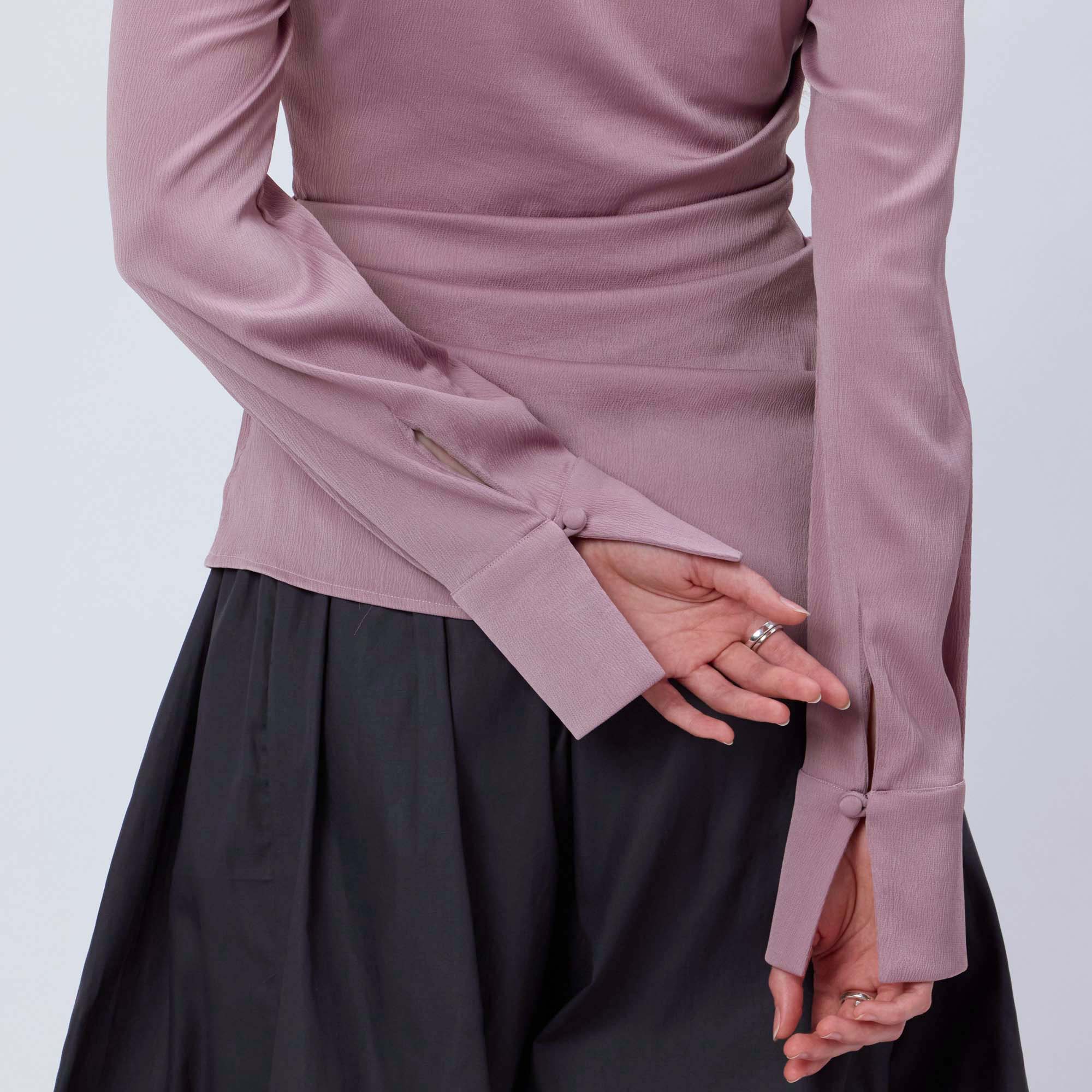 PINK SATIN COLLARED TOP
