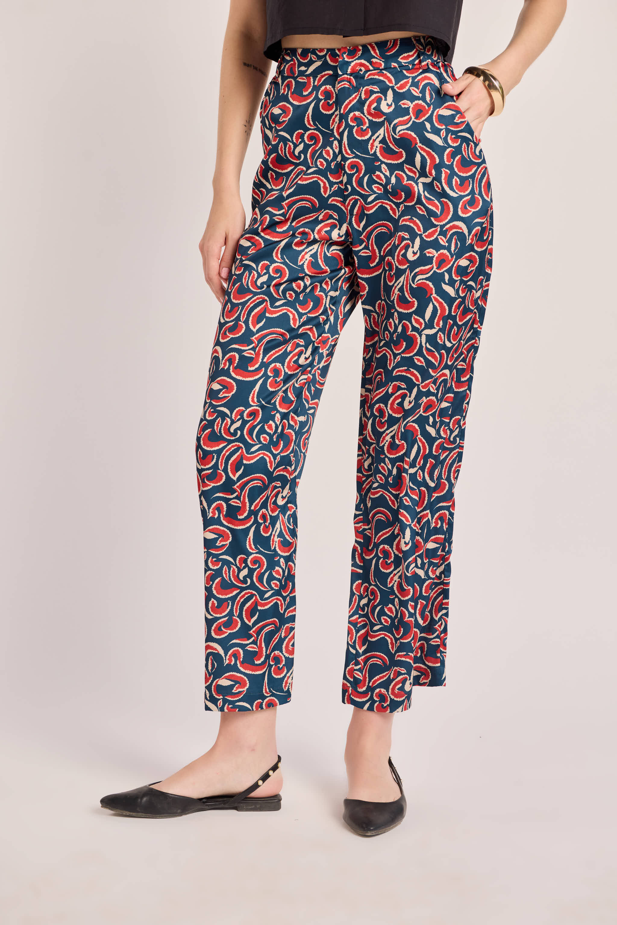 Blue Abstract Printed Pants