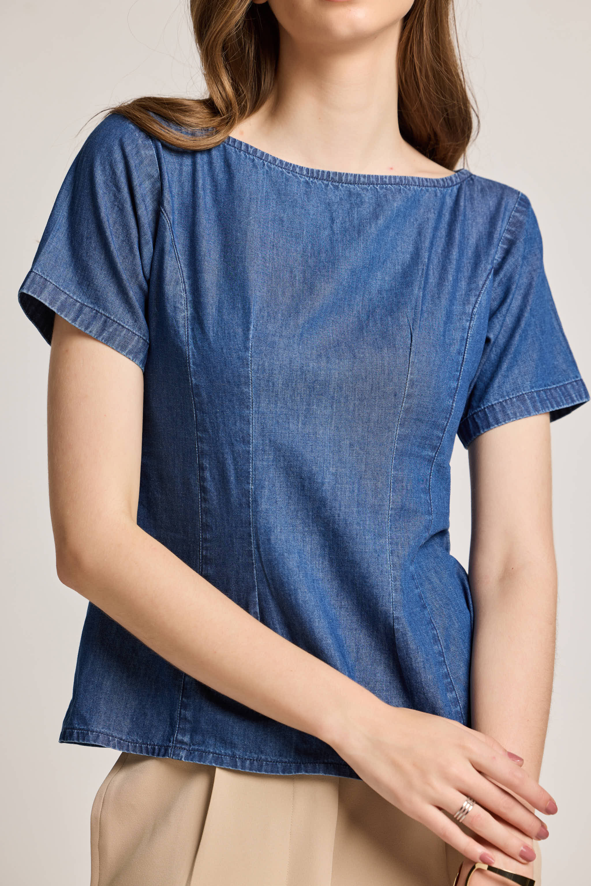 Indigo Denim Peplum Top