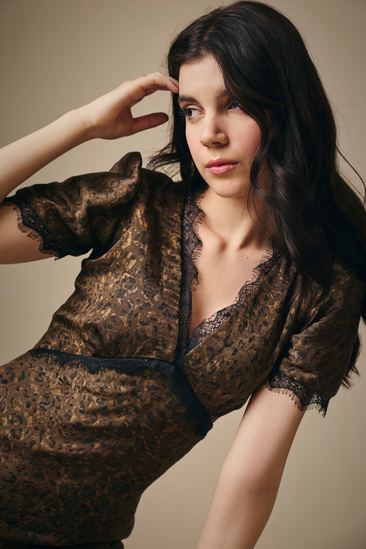 Animal Foil Print Satin Short Dress