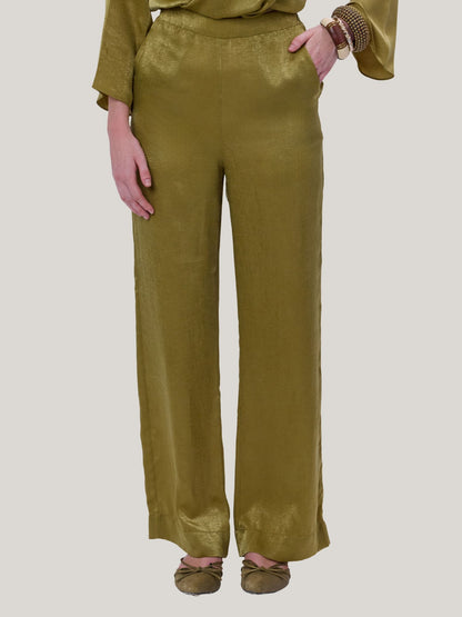 GOLDEN SATIN STRAIGHT LEG PANTS