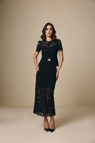 Black 100% Cotton Lace Corset Top