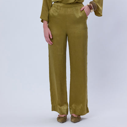 GOLDEN SATIN STRAIGHT LEG PANTS
