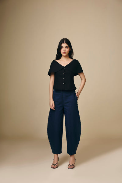 Black Cotton Sailor Top