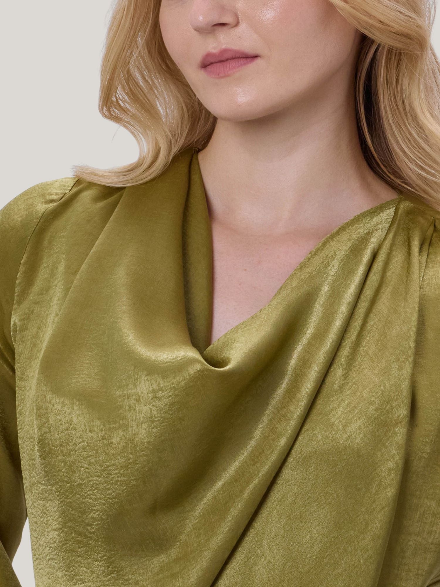 GOLDEN SATIN COWL NECK TOP