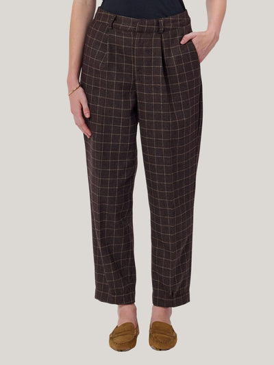 BROWN CHECKED TWEED PANTS