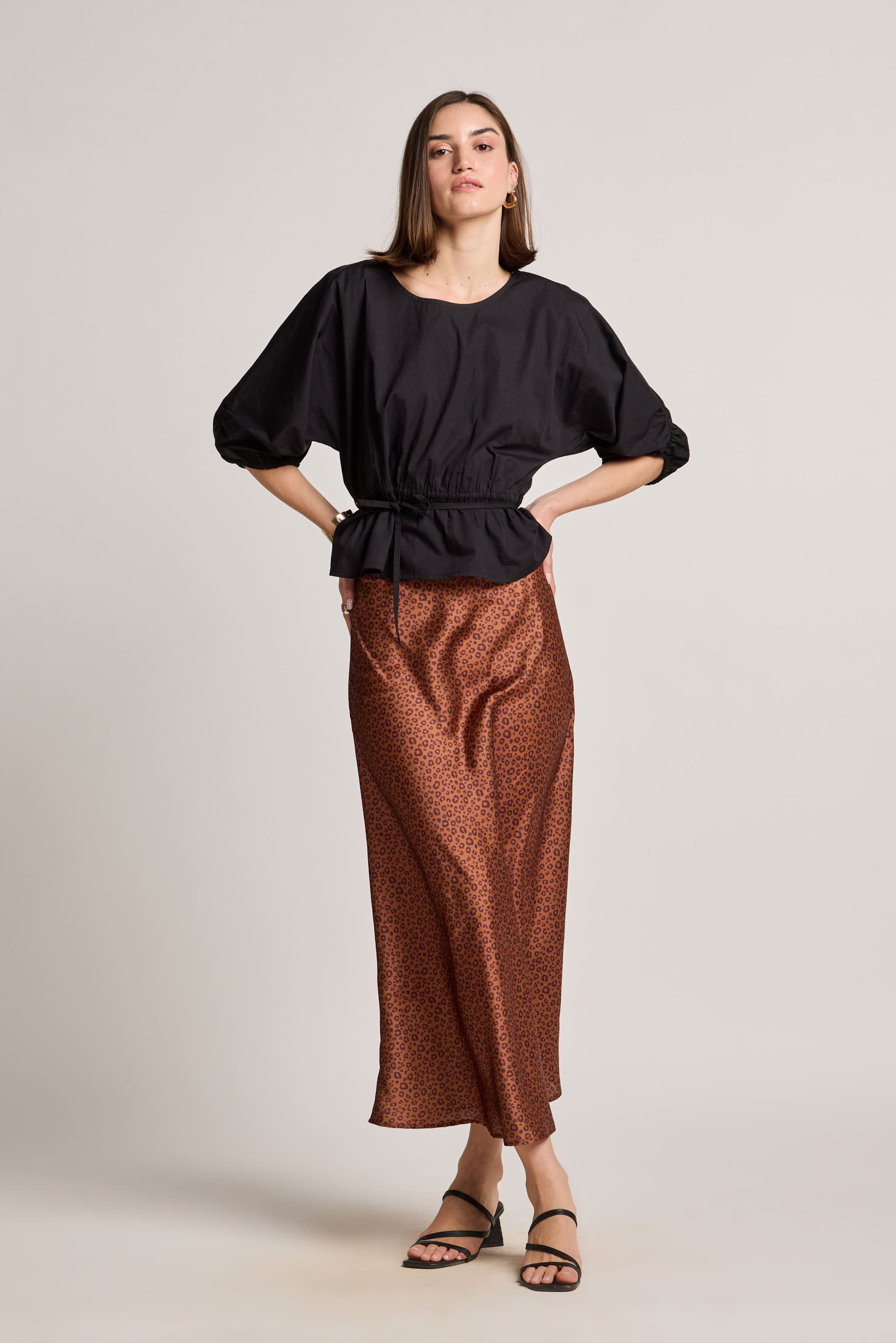 Black Cotton Drawstring Top