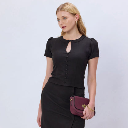 BLACK BUTTONED CORSET TOP