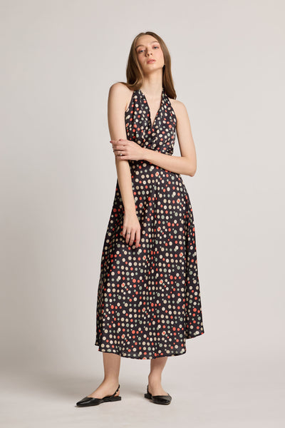 Polka Gems Printed Halter Neck Dress