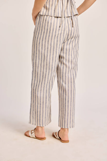 Blue and White Striped Linen Trousers