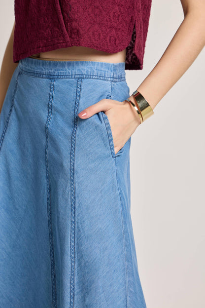 Mid Wash A-Line Denim Skirt