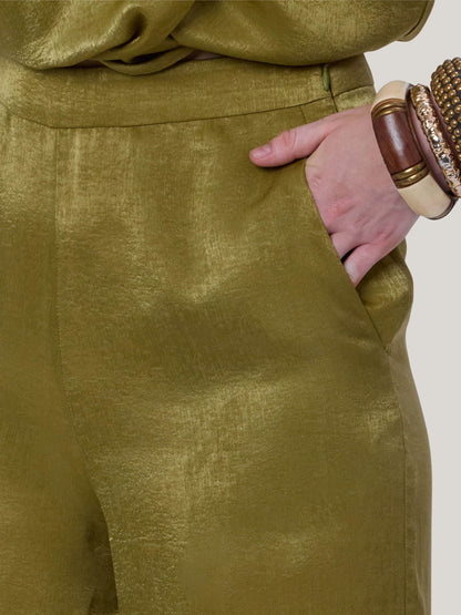 GOLDEN SATIN STRAIGHT LEG PANTS