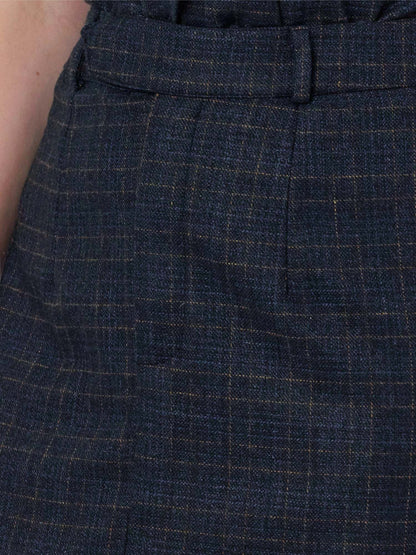 BLUE CHECKED WOOL TWEED SKIRT