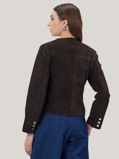 CHOCOLATE BROWN GENUINE SUEDE JACKET