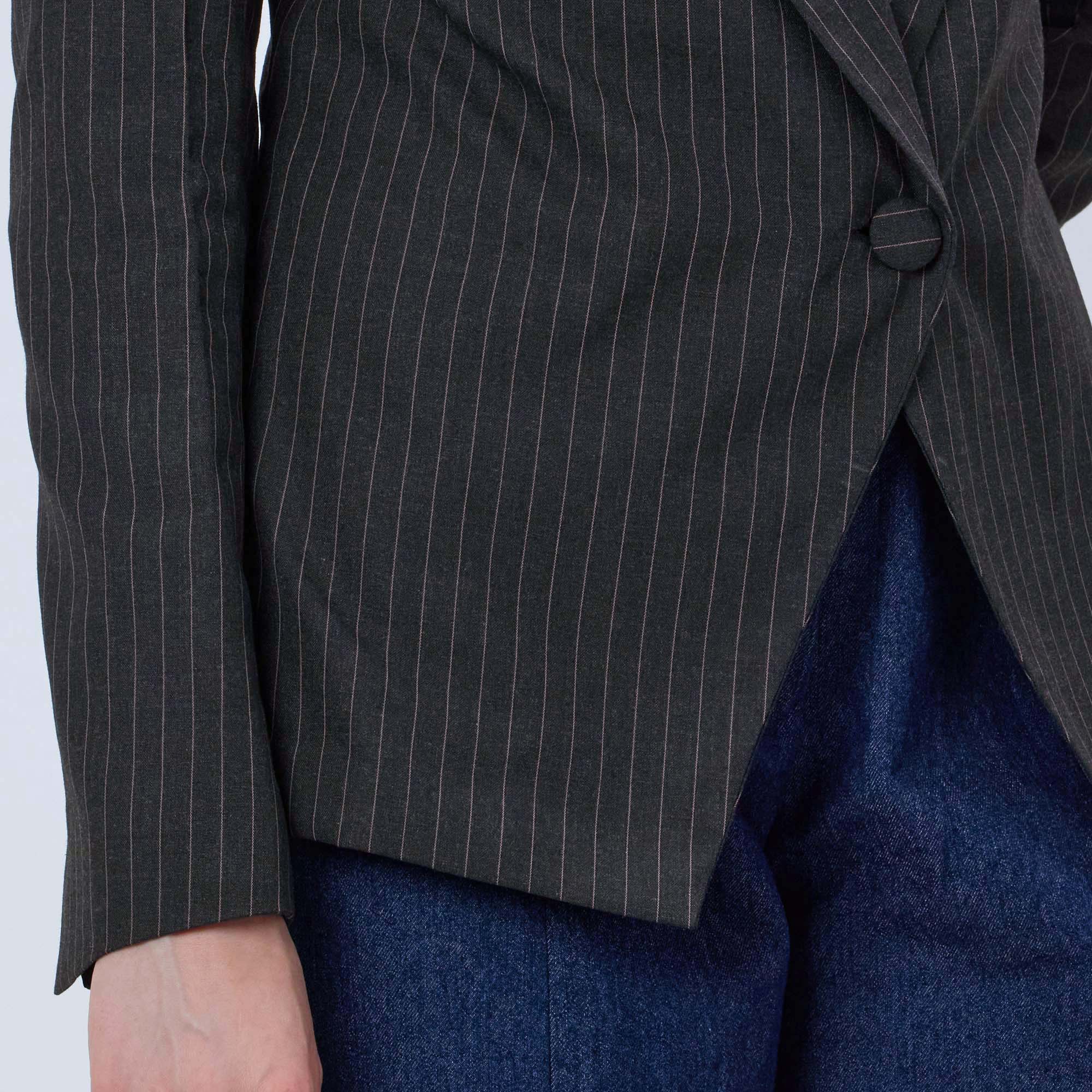 PINK AND GREY PINSTRIPE BLAZER