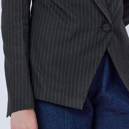 PINK AND GREY PINSTRIPE BLAZER