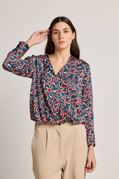 Blue Abstract Printed Top