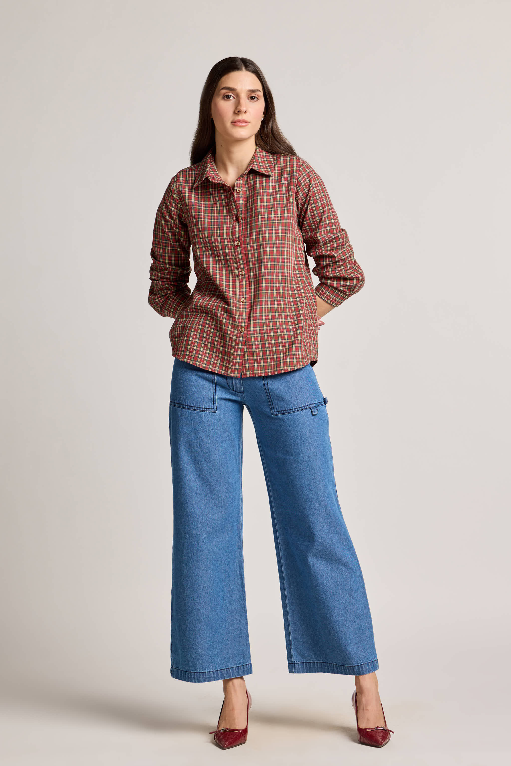 Red Checked Cotton Shirt
