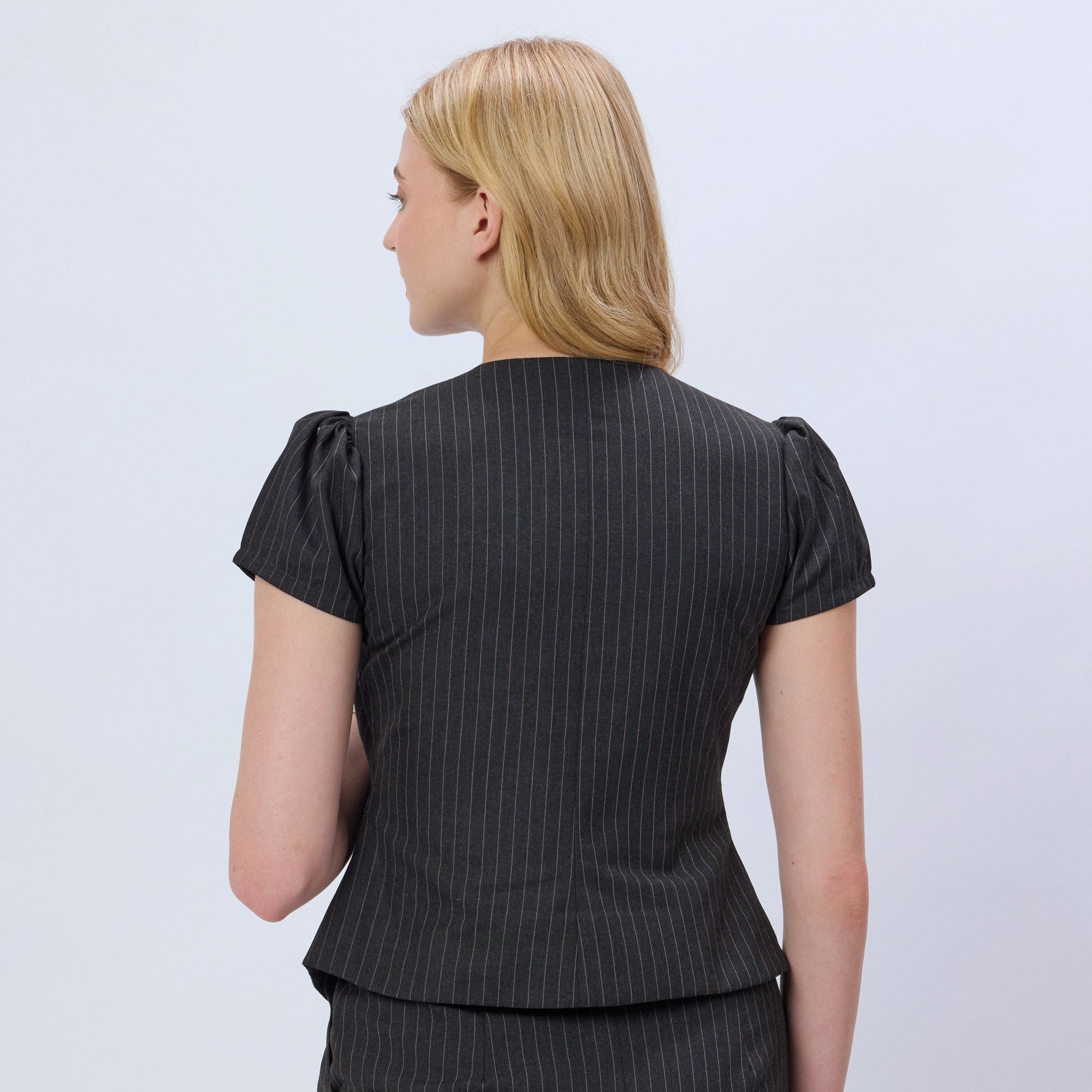 PINK AND GREY PINSTRIPE TOP