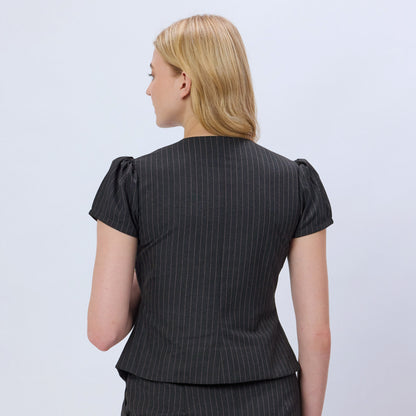 PINK AND GREY PINSTRIPE TOP