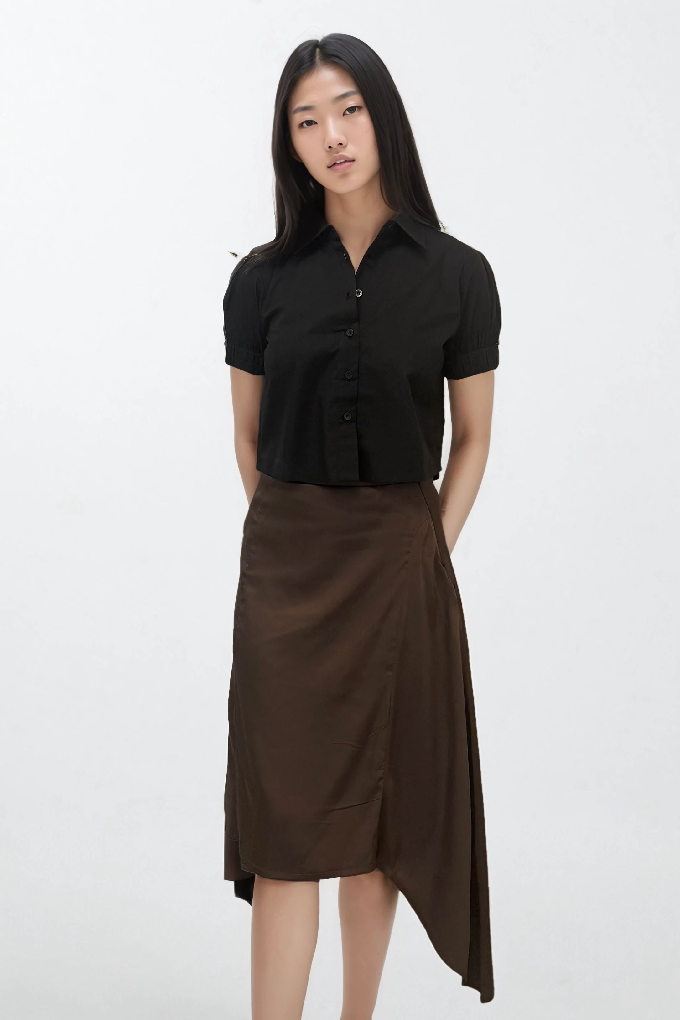 Chocolate Asymmetric Hem Skirt