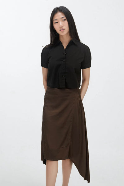 Chocolate Asymmetric Hem Skirt